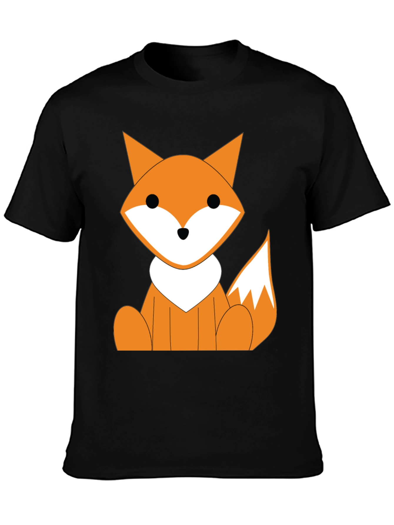 Cute Cartoon Fox Graphic T-Shirt - Black