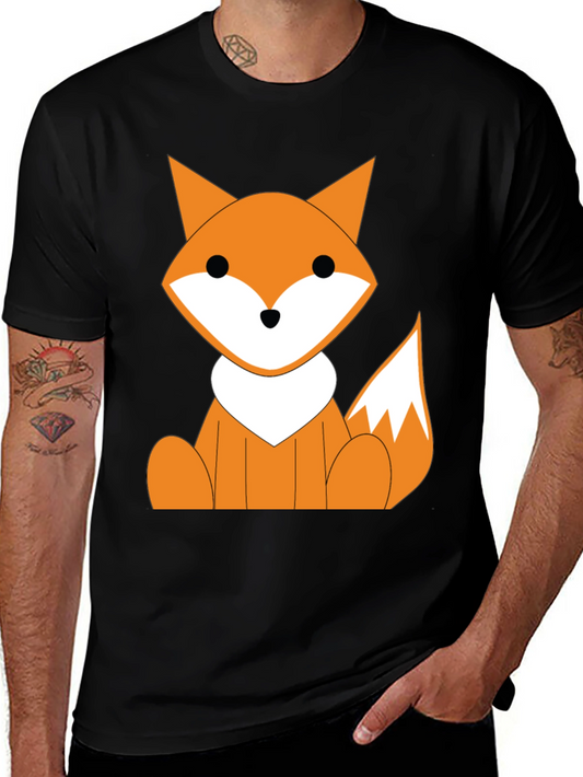 Cute Cartoon Fox Graphic T-Shirt - Black