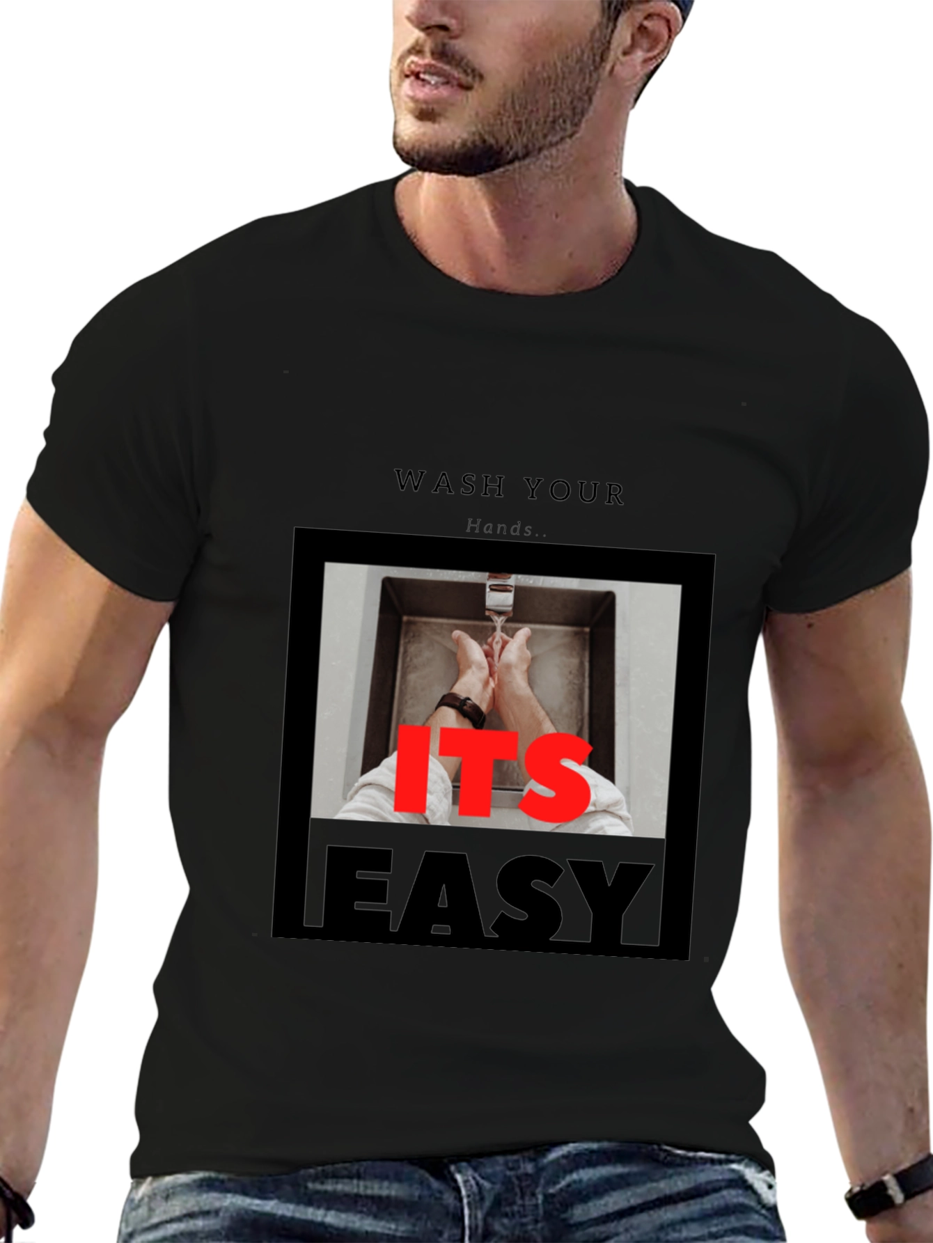 Wash Your Hands Graphic T-Shirt - Black