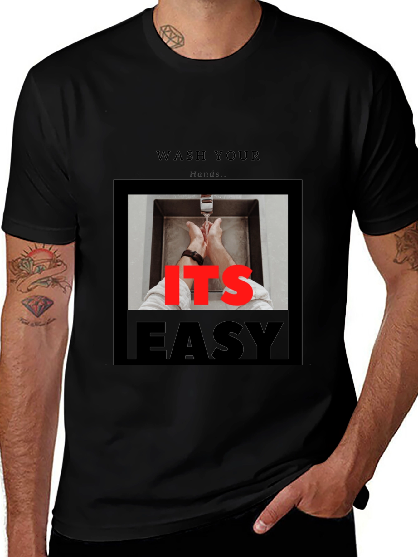 Wash Your Hands Graphic T-Shirt - Black