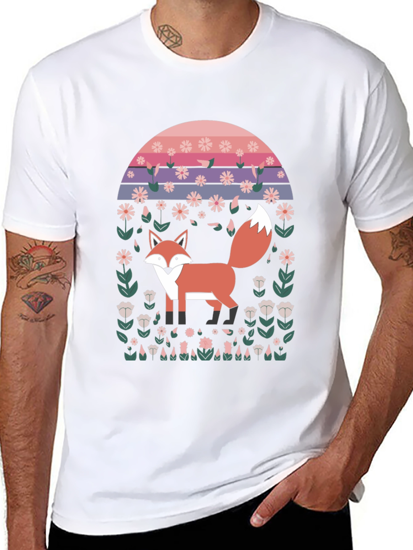 Retro Fox Floral T-Shirt