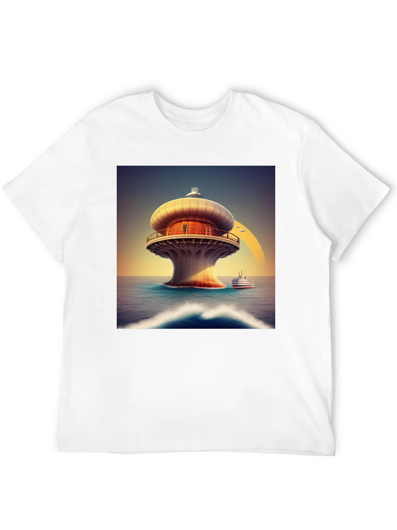 Modern Lighthouse T-Shirt - Black Graphic Tee