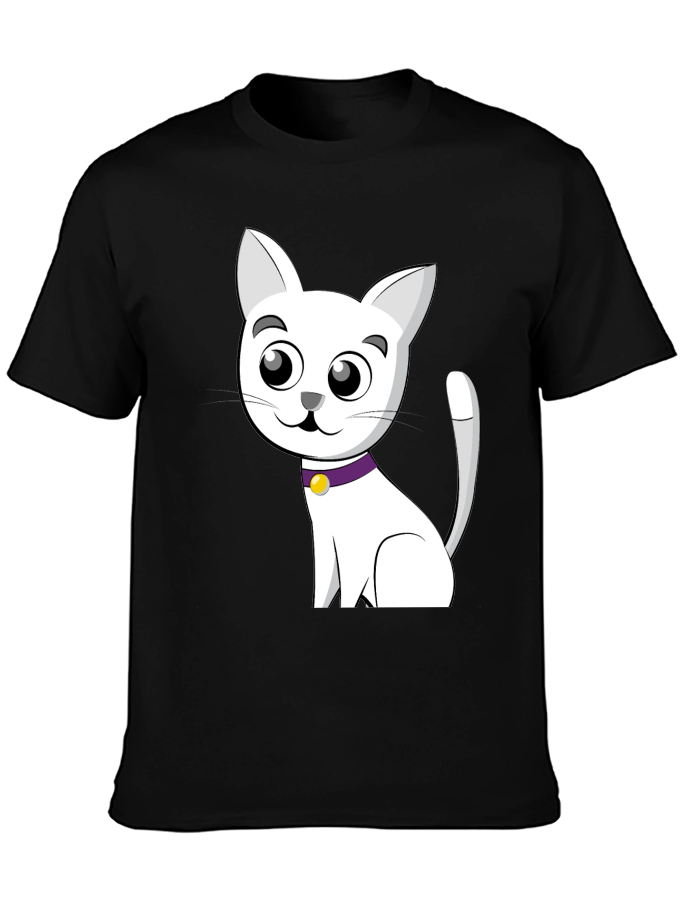 Cute Cartoon Cat T-Shirt - Unisex Black Tee