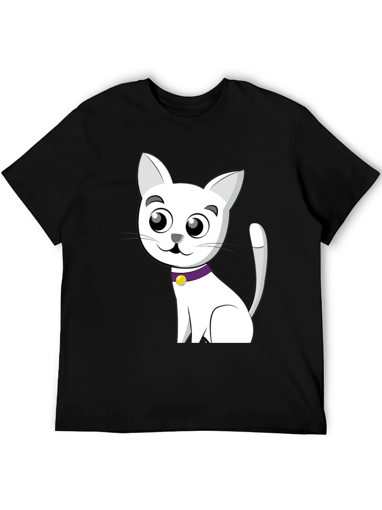 Cute Cartoon Cat T-Shirt - Unisex Black Tee