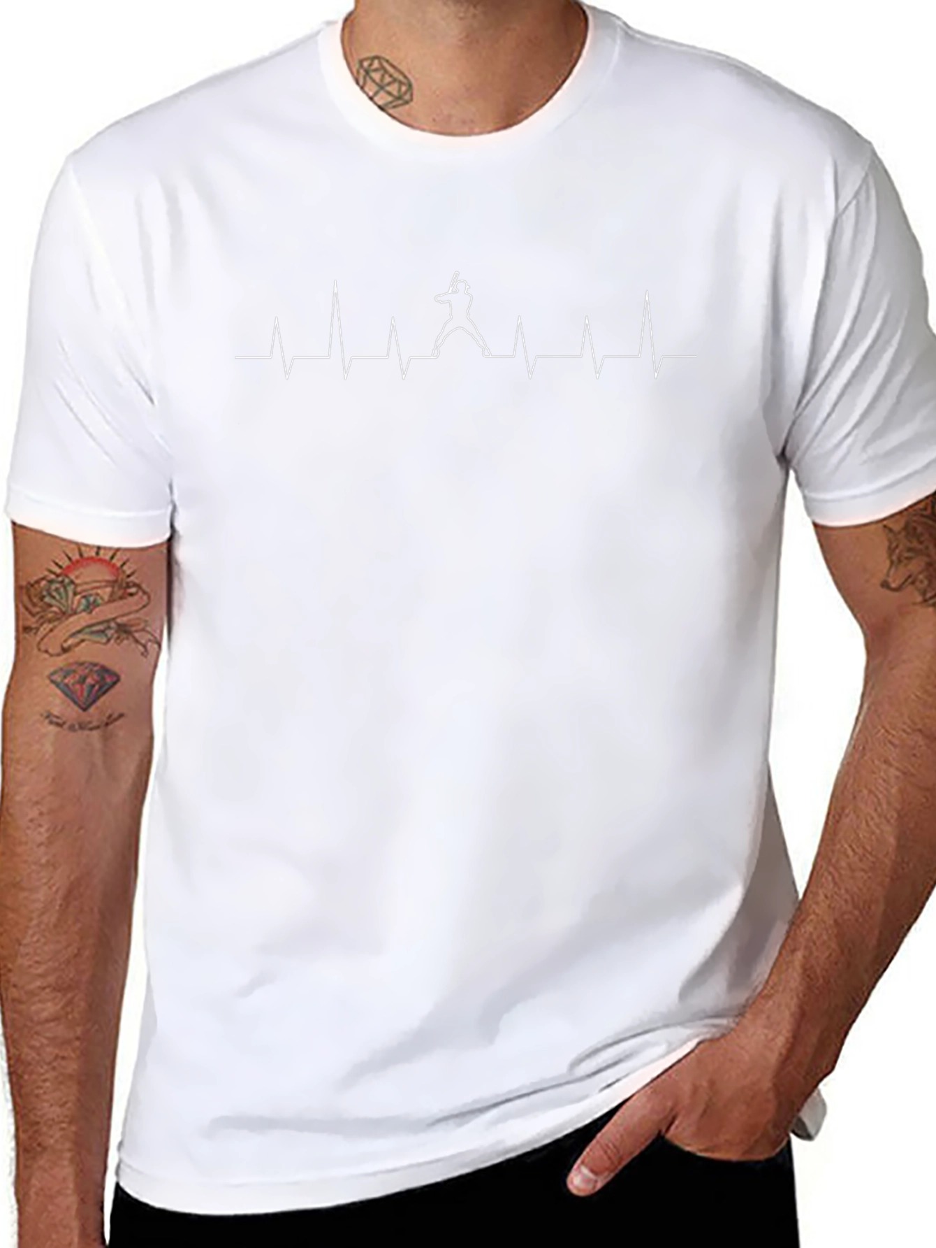 Baseball Heartbeat Graphic Tee - Black Cotton