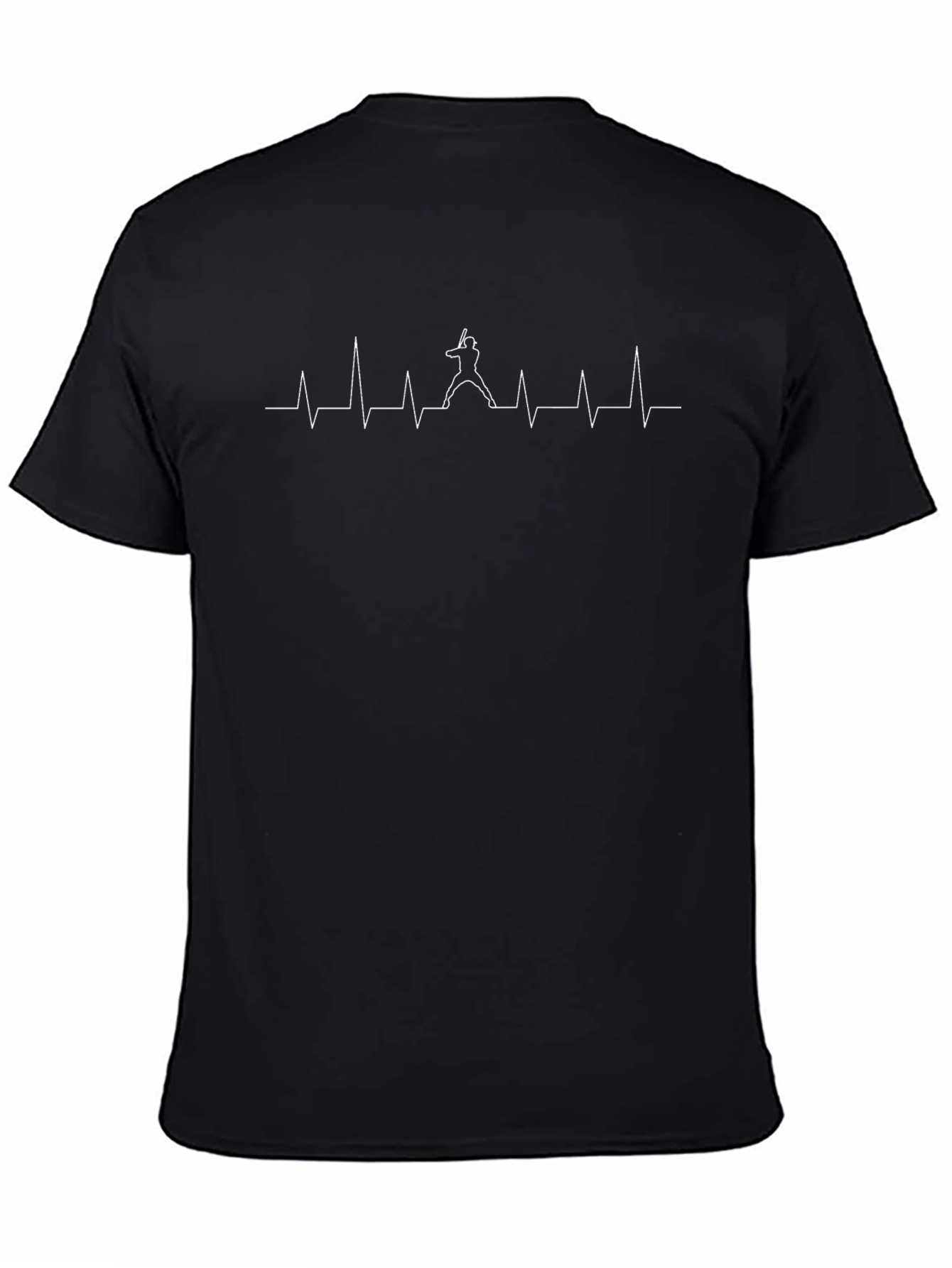 Baseball Heartbeat Graphic Tee - Black Cotton