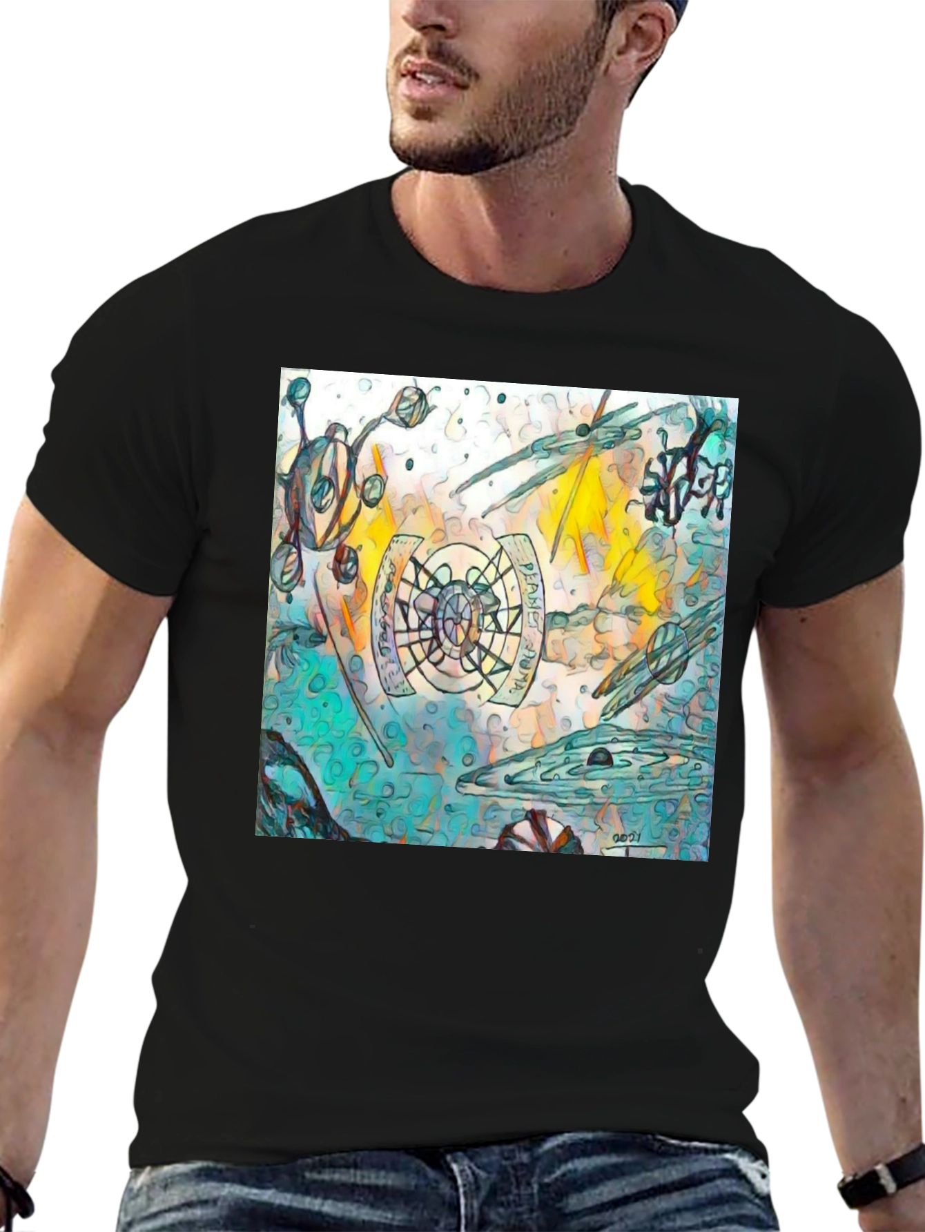 Abstract Graphic Print Black T-Shirt