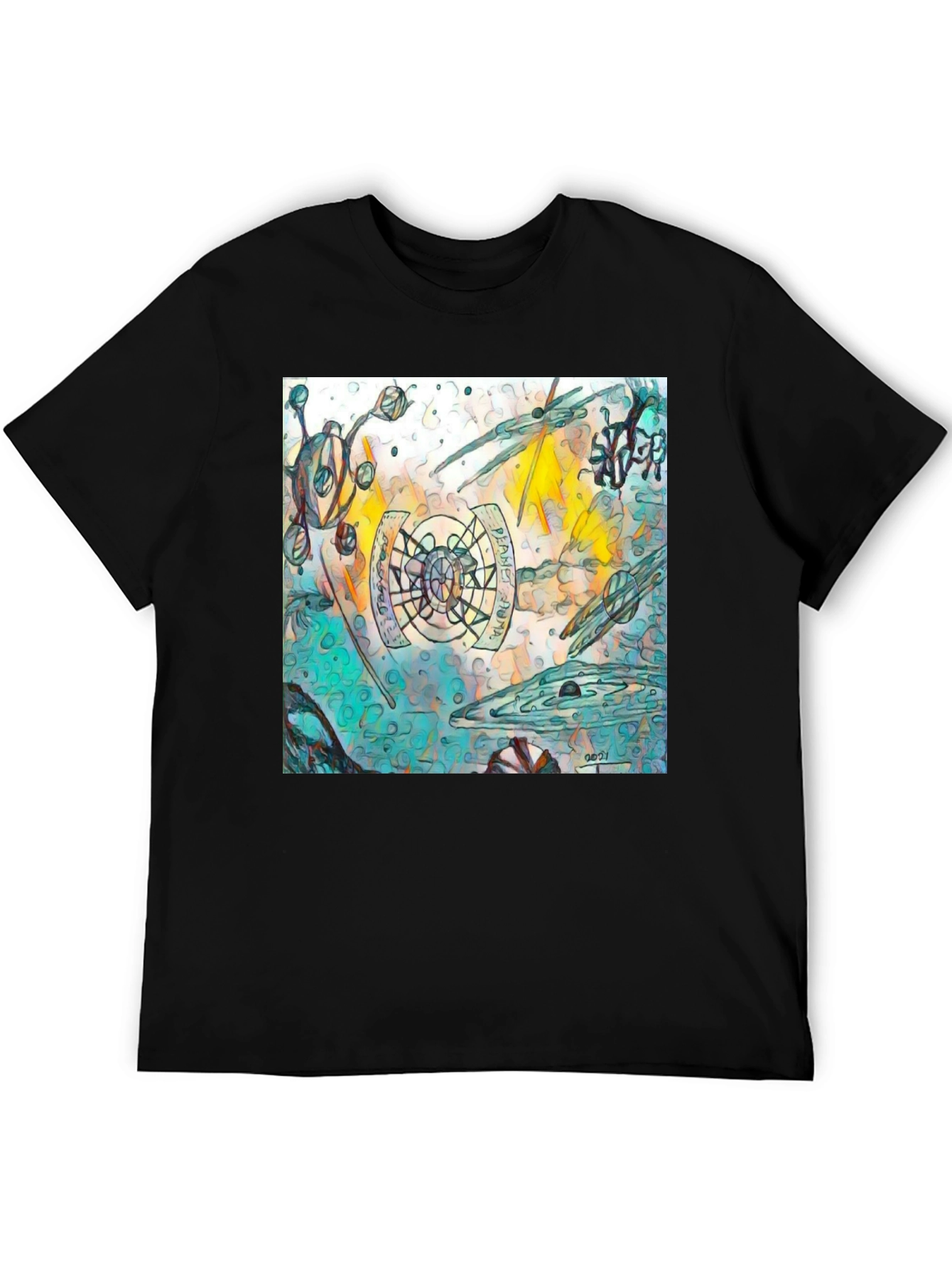 Abstract Graphic Print Black T-Shirt