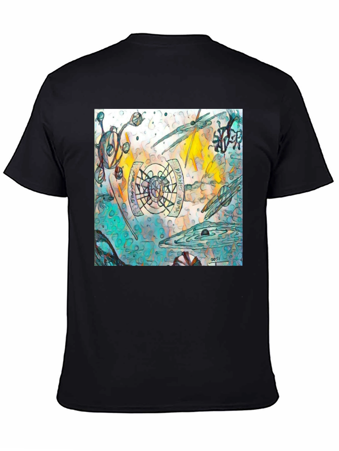 Abstract Graphic Print Black T-Shirt