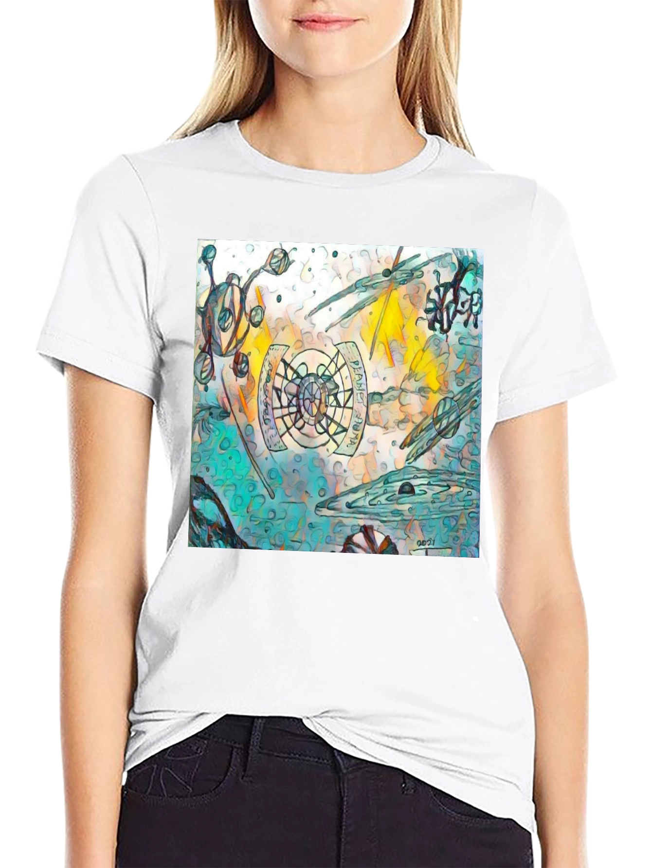 Abstract Graphic Print Black T-Shirt