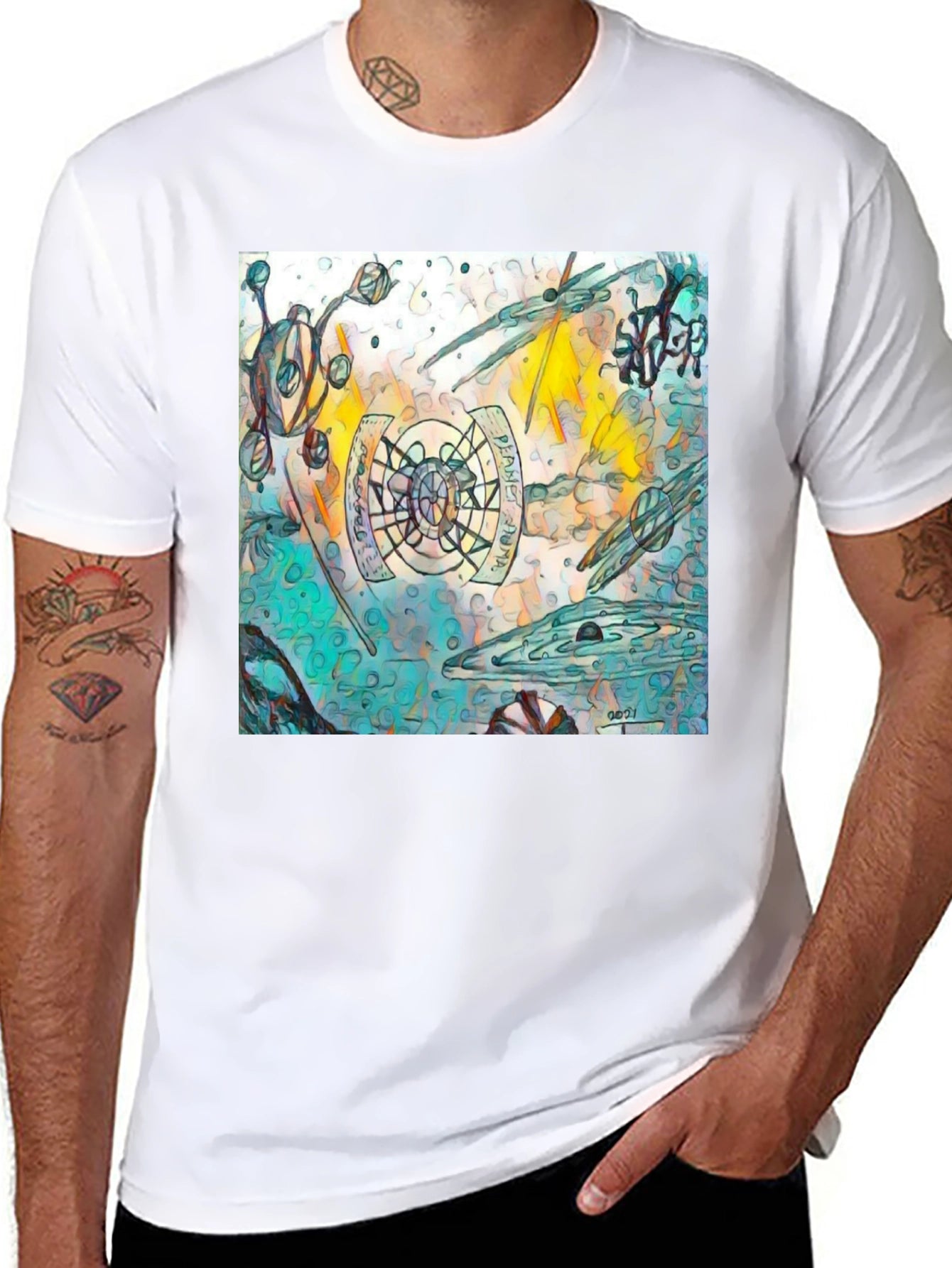 Abstract Graphic Print Black T-Shirt