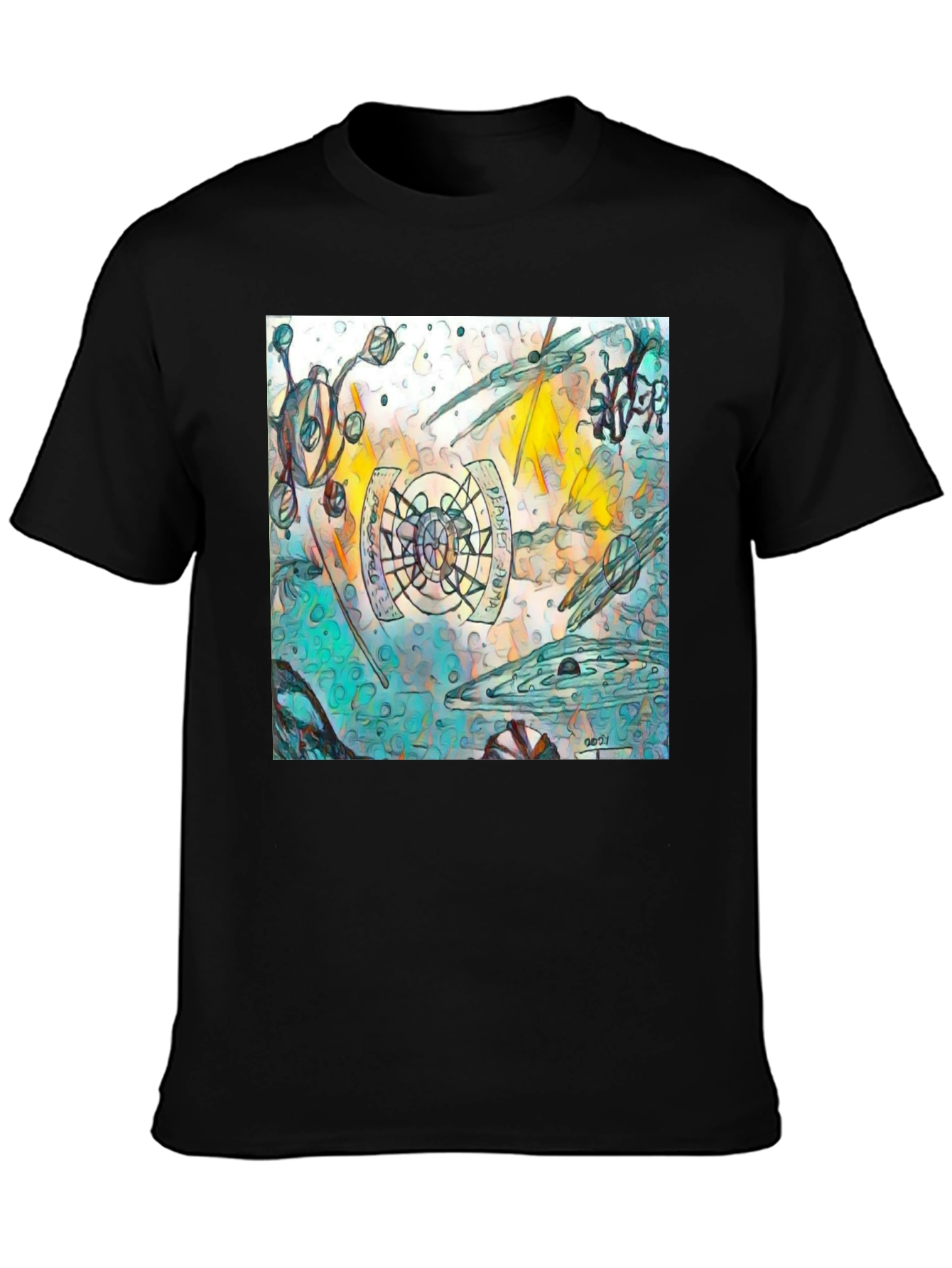 Abstract Graphic Print Black T-Shirt
