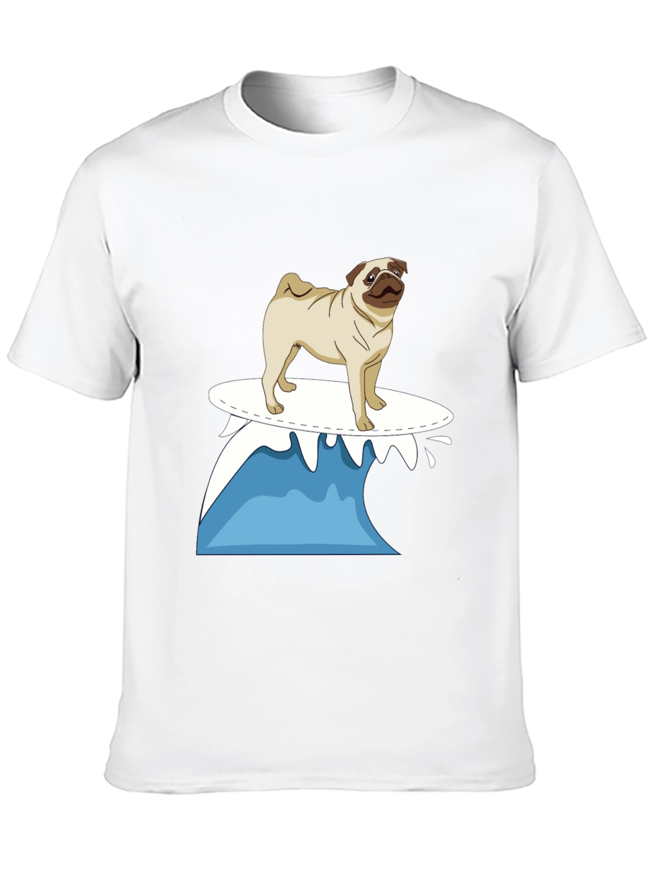Surfing Pug Black T-Shirt