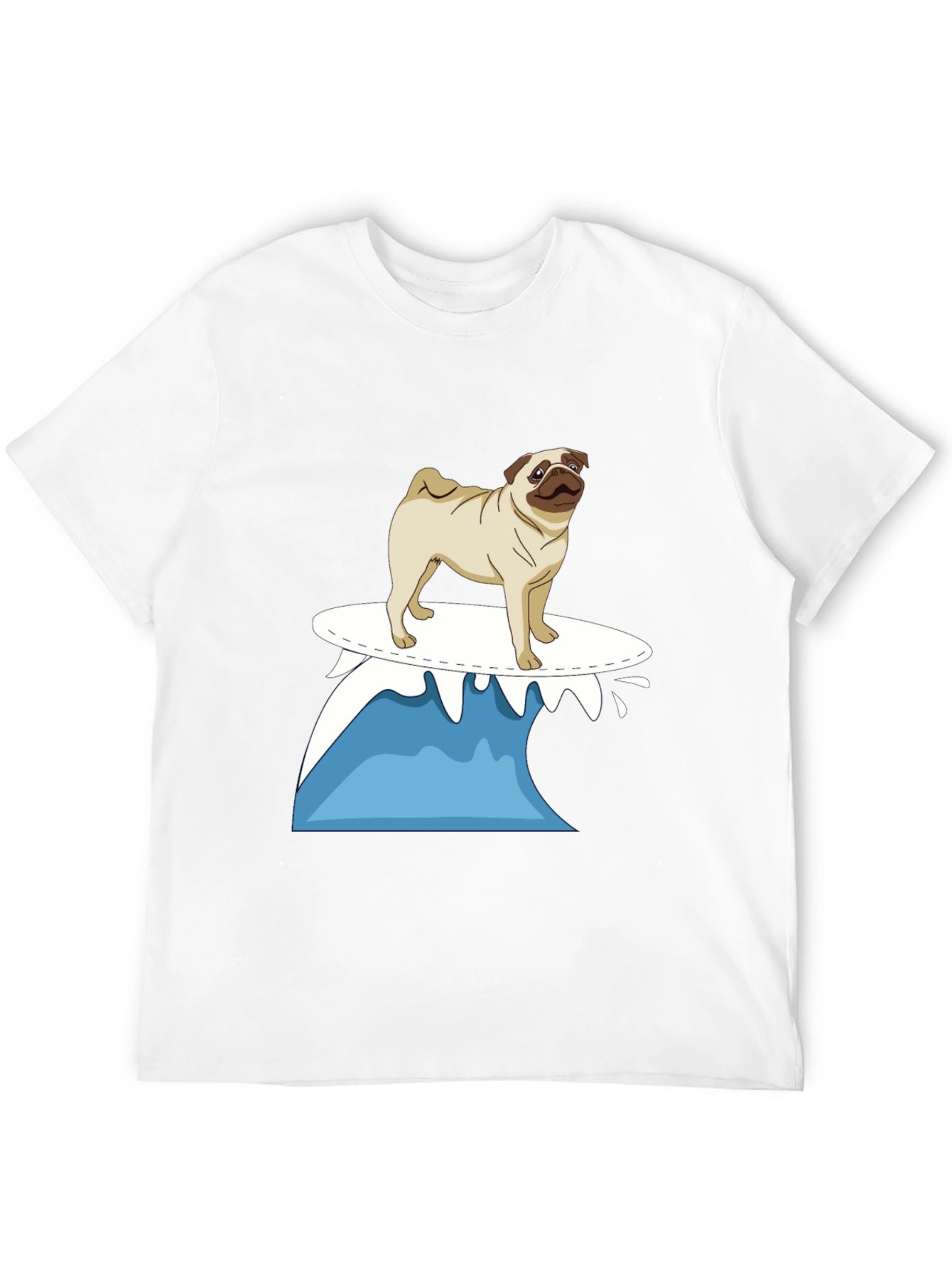 Surfing Pug Black T-Shirt