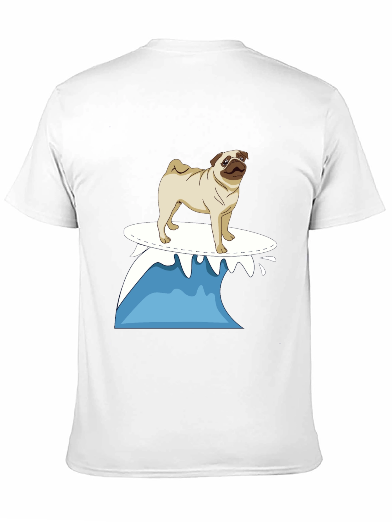 Surfing Pug Black T-Shirt