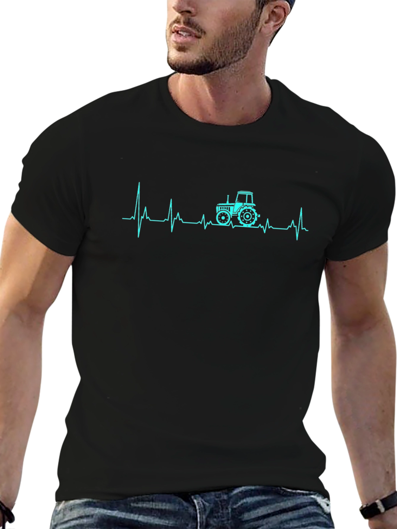 Tractor Heartbeat Graphic Tee - Black