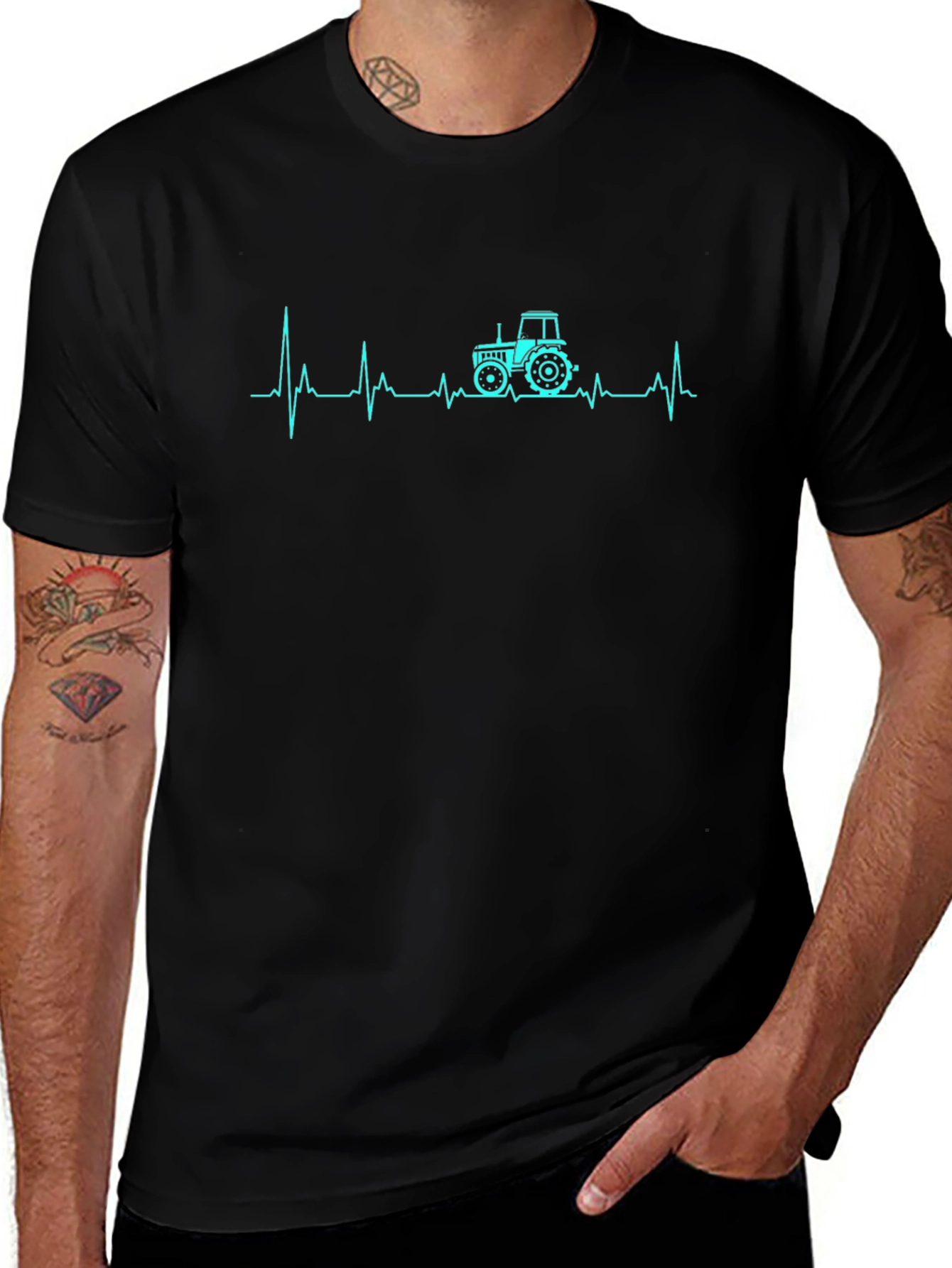 Tractor Heartbeat Graphic Tee - Black