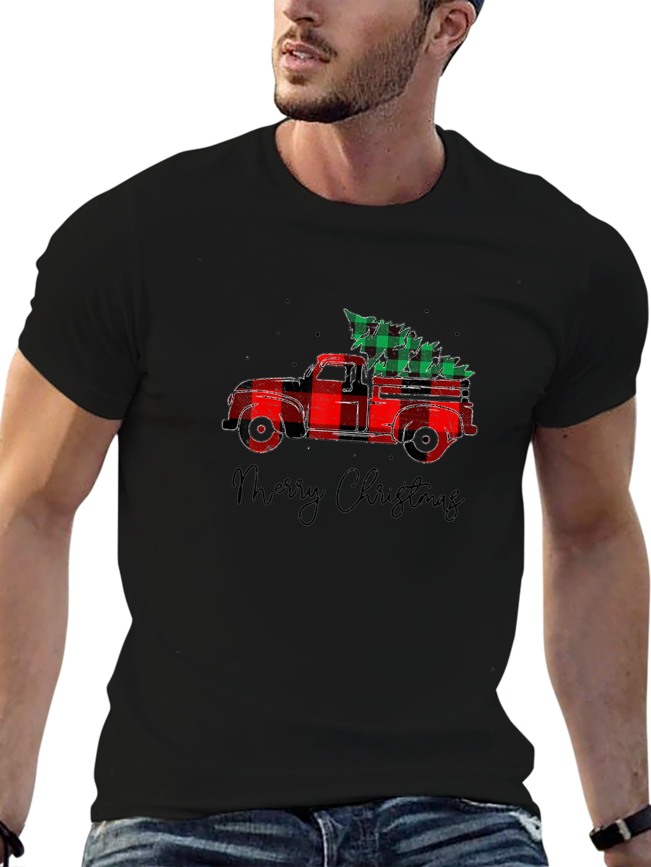 Plaid Truck Christmas Tee