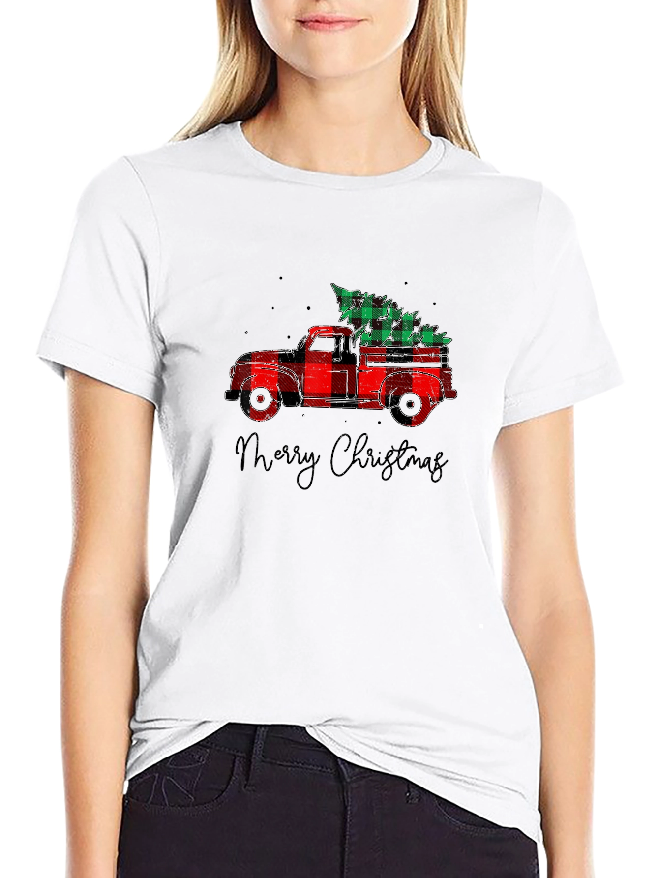 Plaid Truck Christmas Tee