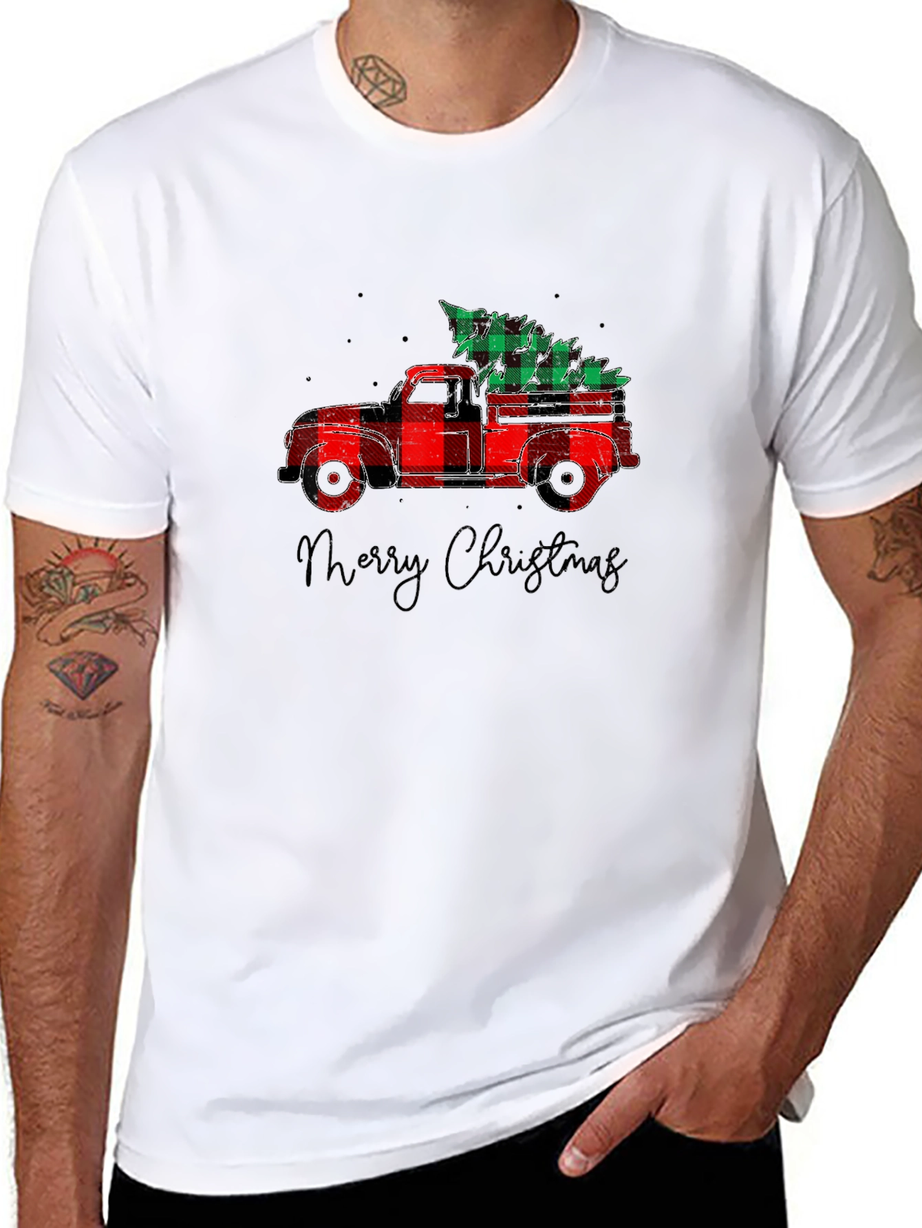 Plaid Truck Christmas Tee
