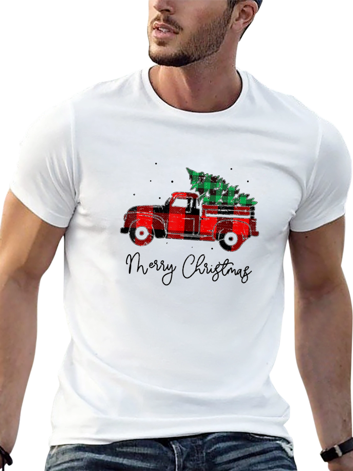 Plaid Truck Christmas Tee