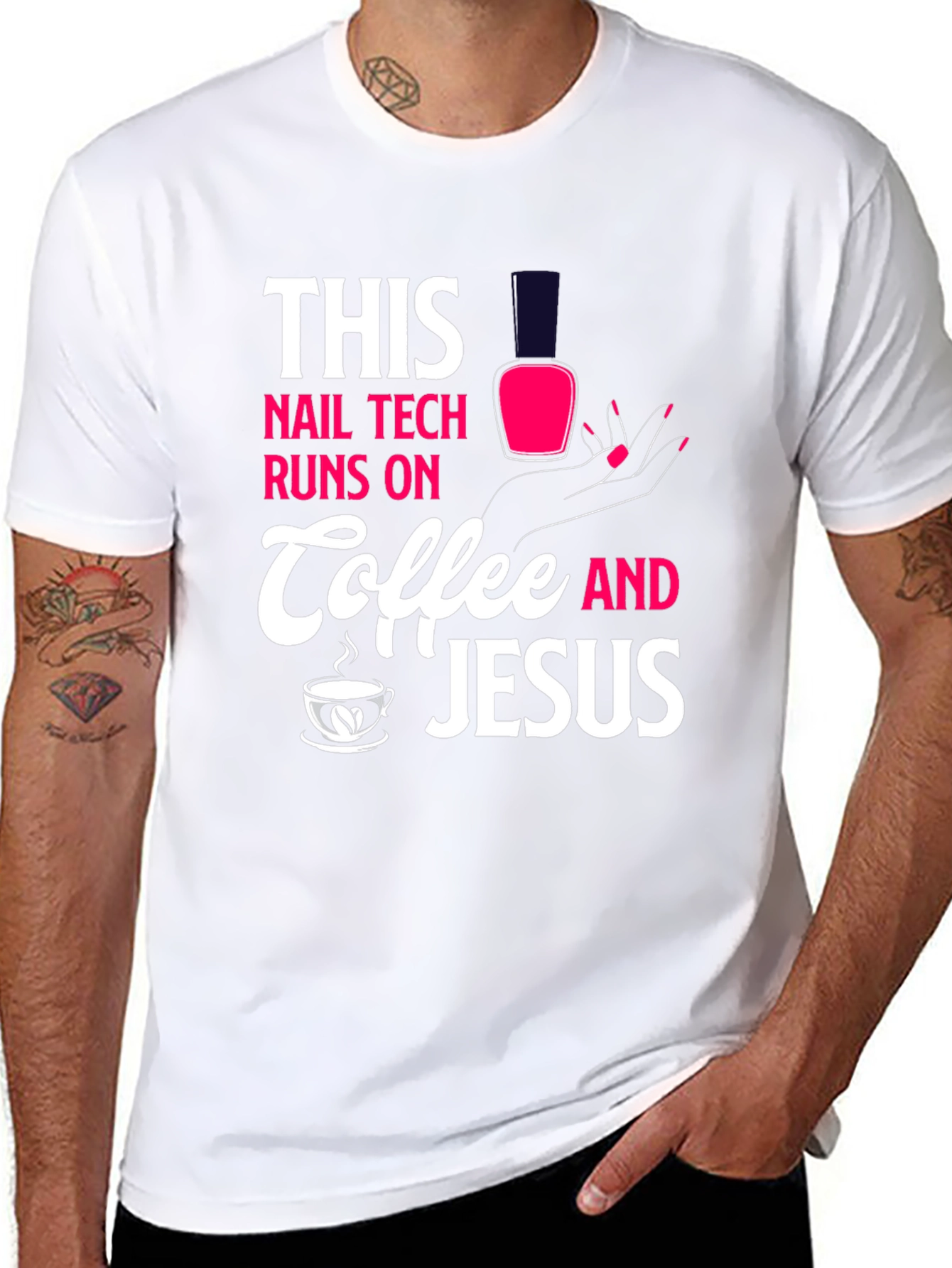 Nail Tech Coffee & Jesus Graphic T-Shirt