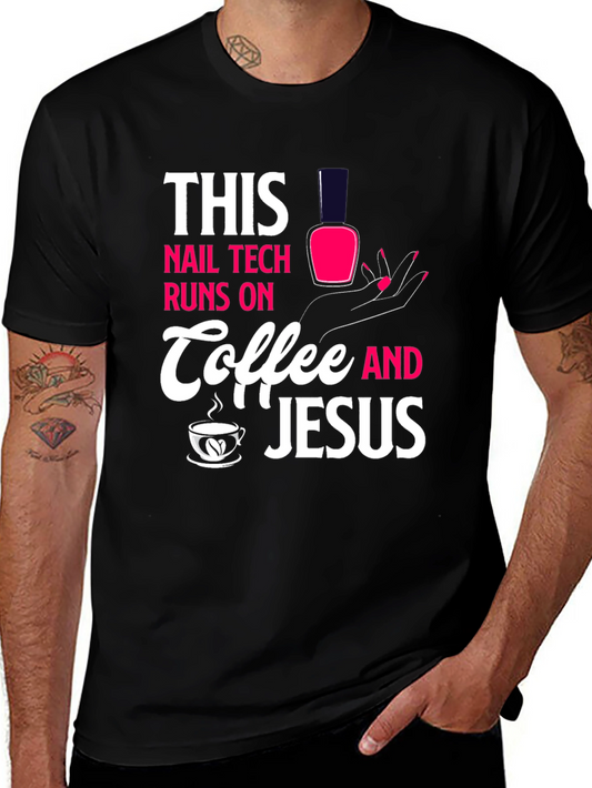 Nail Tech Coffee & Jesus Graphic T-Shirt