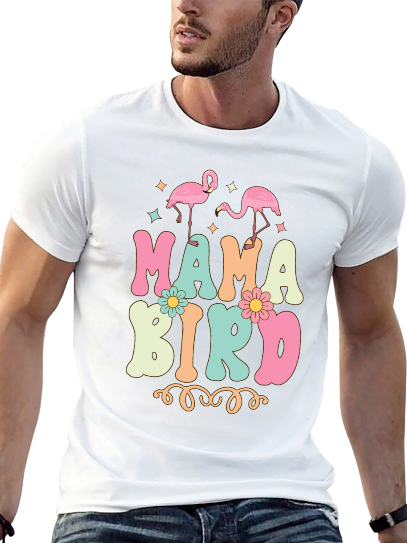 Mama Bird T-Shirt Retro Flamingo Tee
