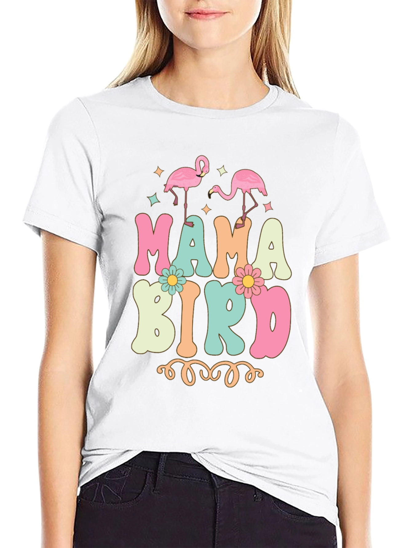 Mama Bird T-Shirt Retro Flamingo Tee