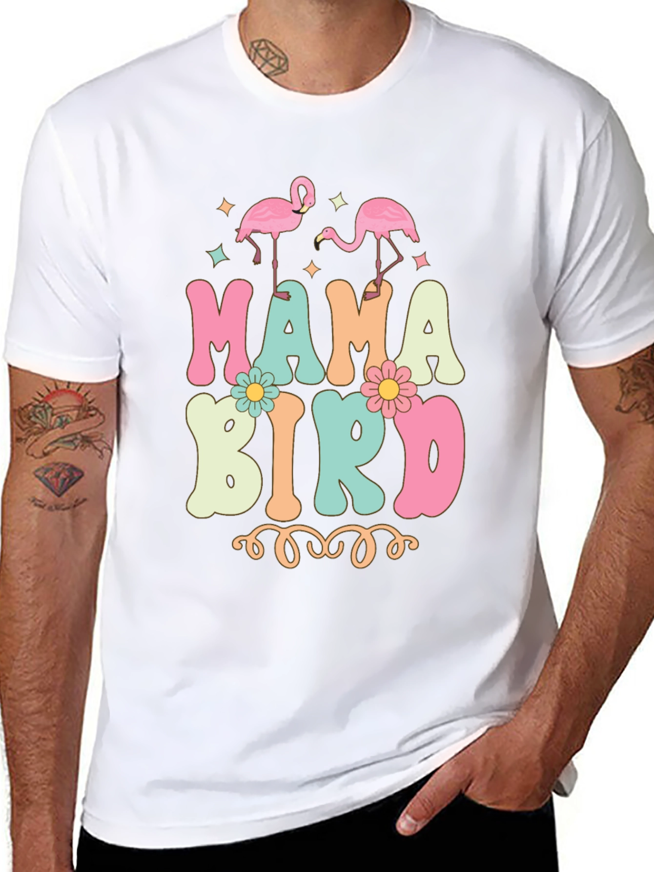 Mama Bird T-Shirt Retro Flamingo Tee