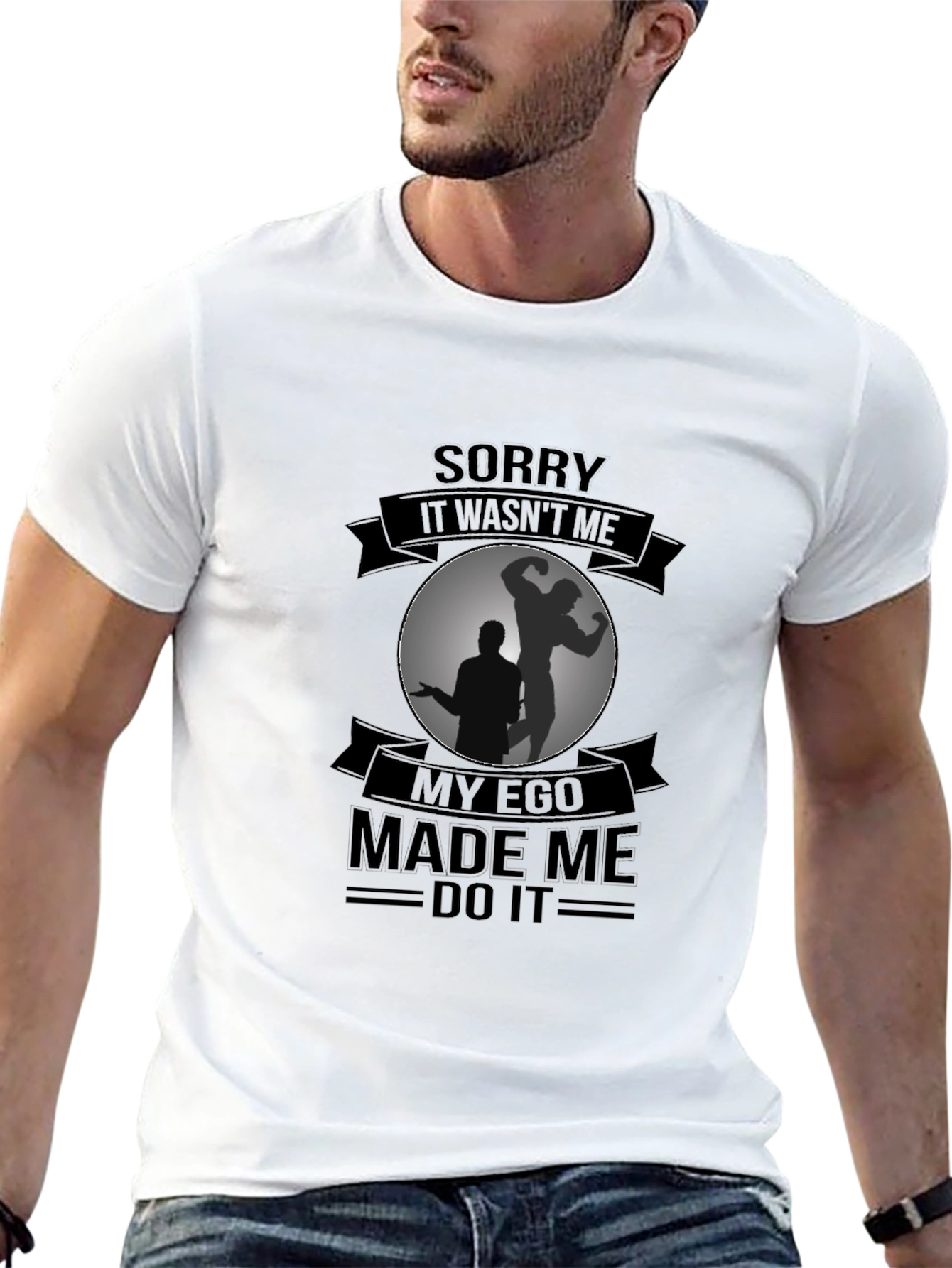 Funny Ego Made Me Do It Black T-Shirt