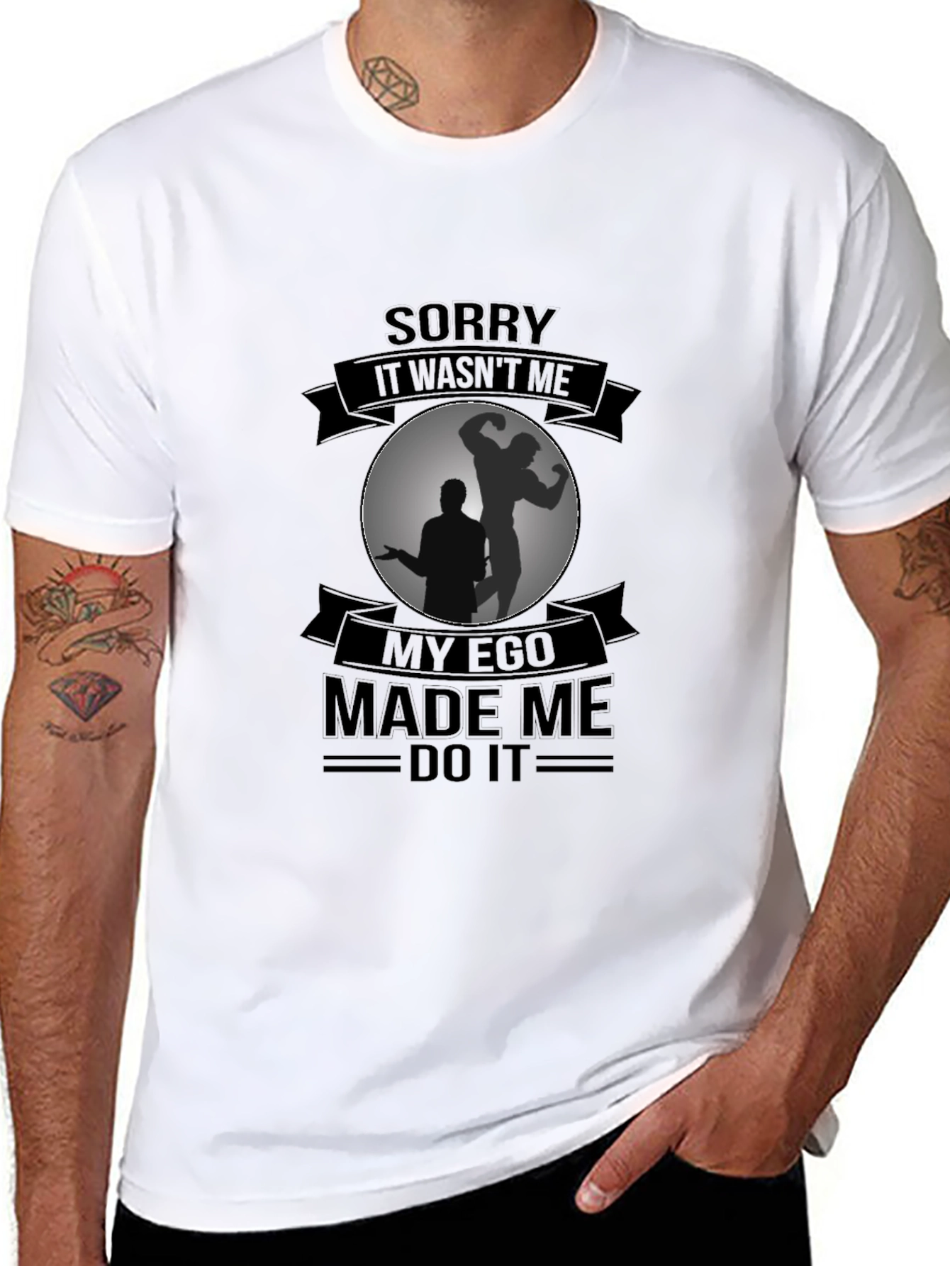 Funny Ego Made Me Do It Black T-Shirt
