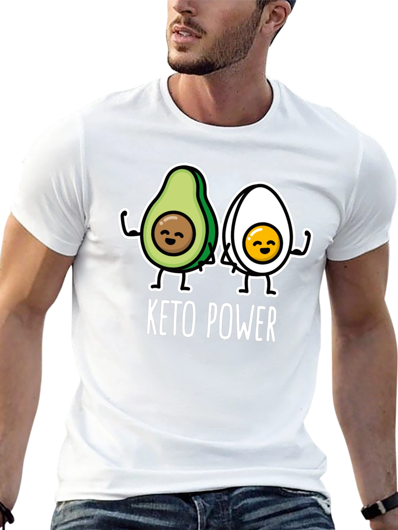 Keto Power T-Shirt - Avocado & Egg Design