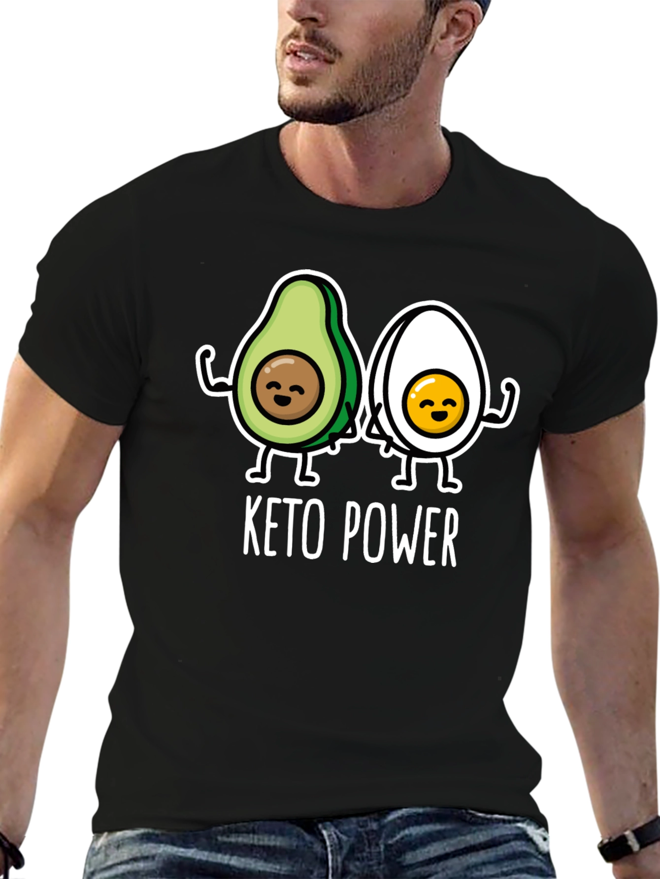 Keto Power T-Shirt - Avocado & Egg Design