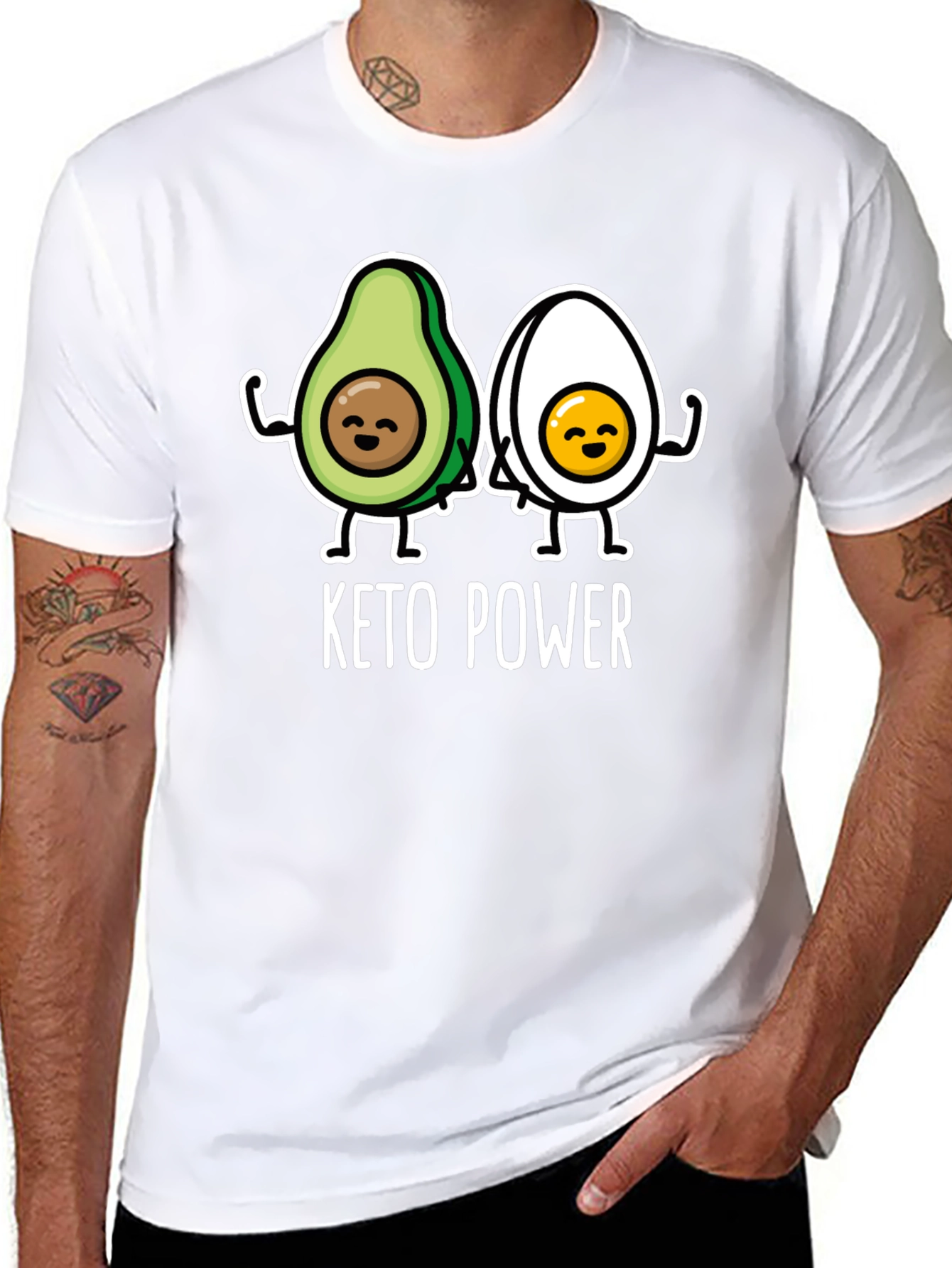 Keto Power T-Shirt - Avocado & Egg Design