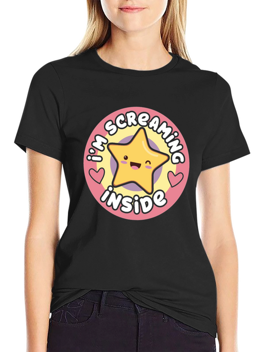Screaming Inside Star Graphic Black T-Shirt