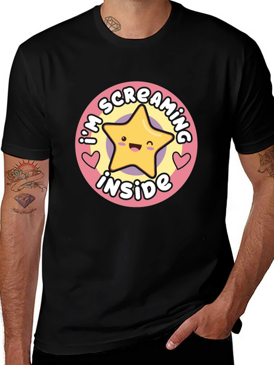 Screaming Inside Star Graphic Black T-Shirt