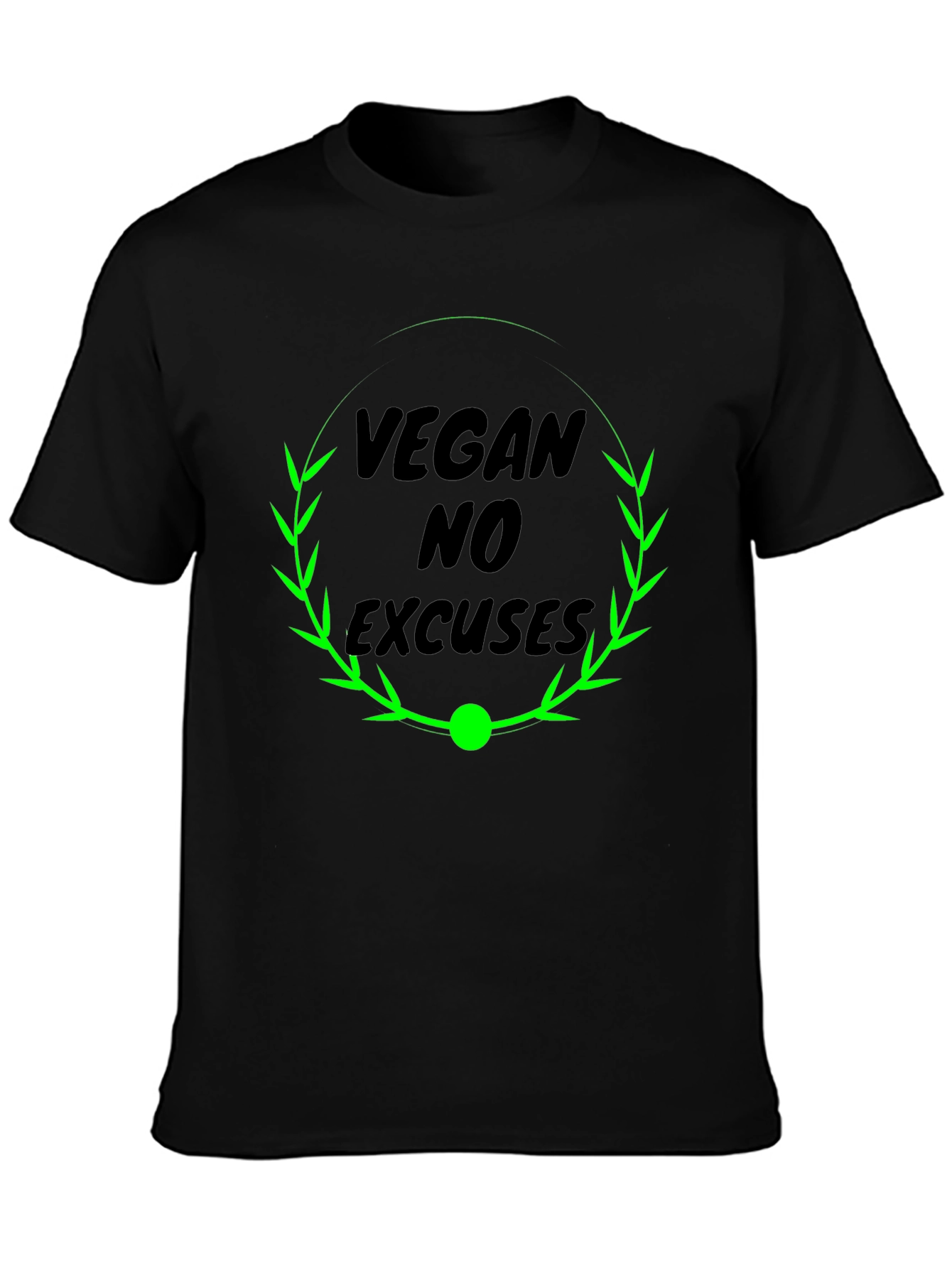 Vegan No Excuses Black Graphic T-Shirt