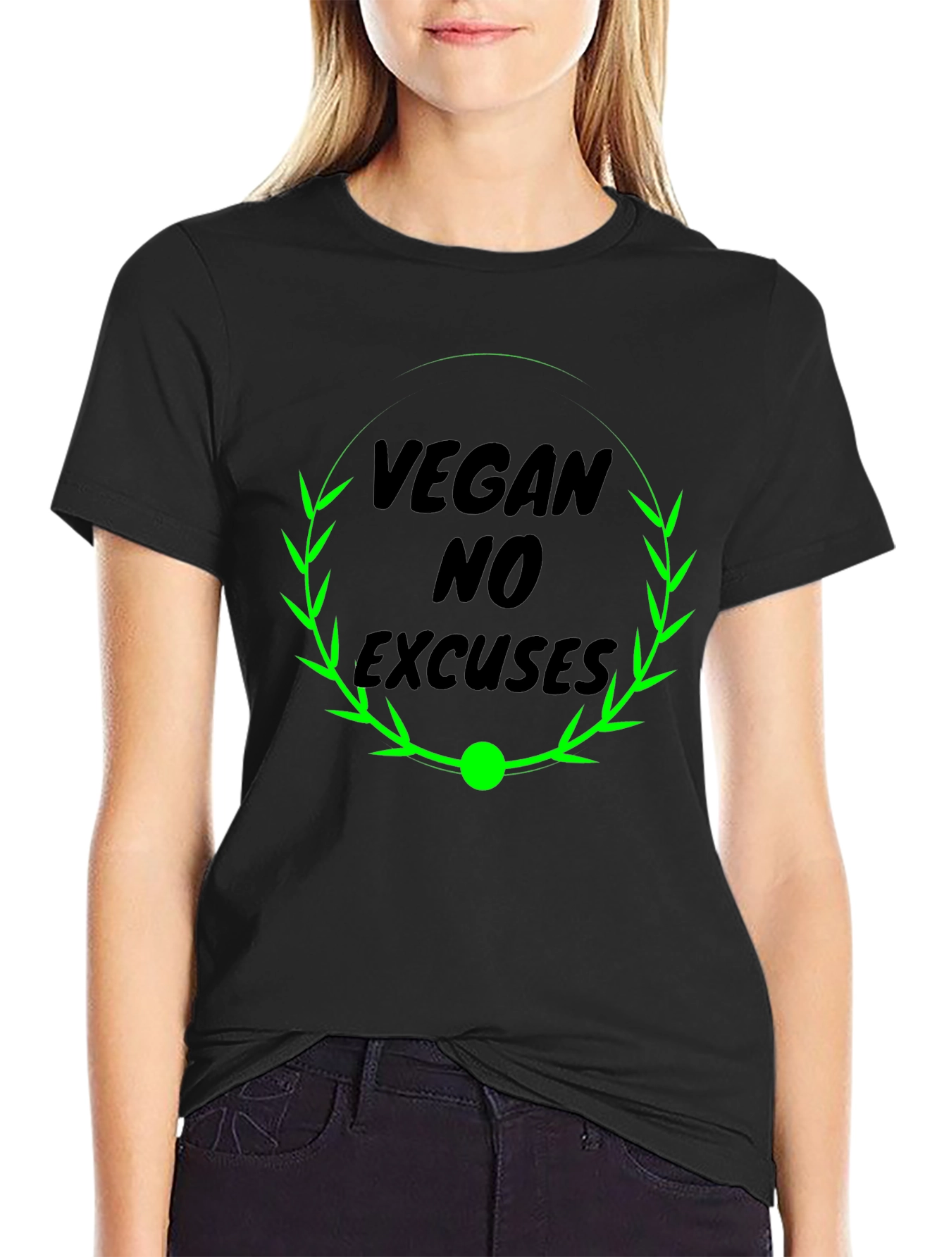 Vegan No Excuses Black Graphic T-Shirt