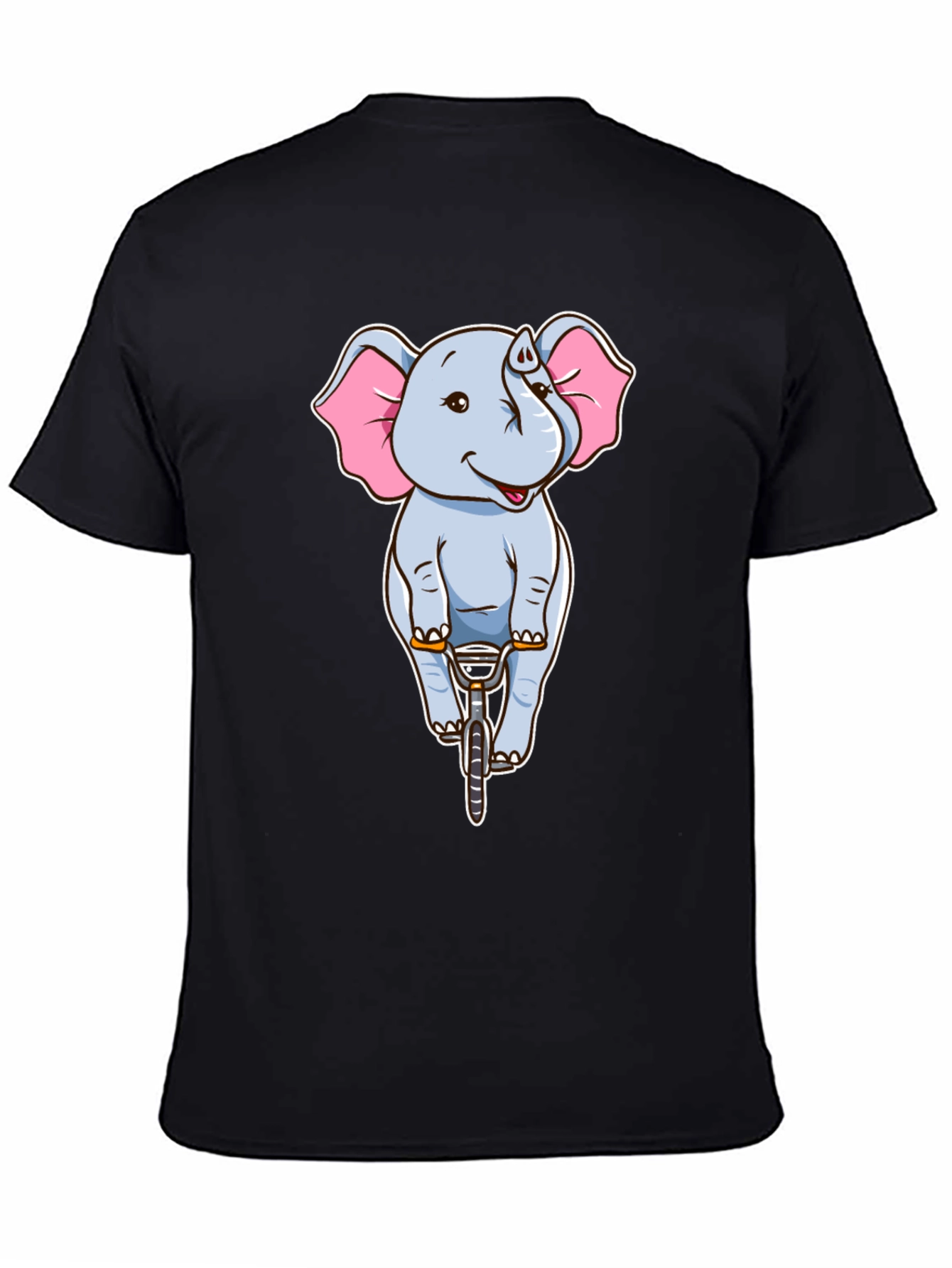 Elephant Riding Bike Graphic Tee - Black