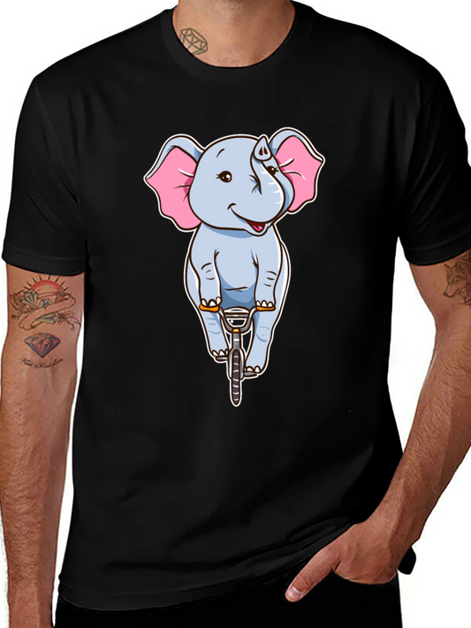 Elephant Riding Bike Graphic Tee - Black