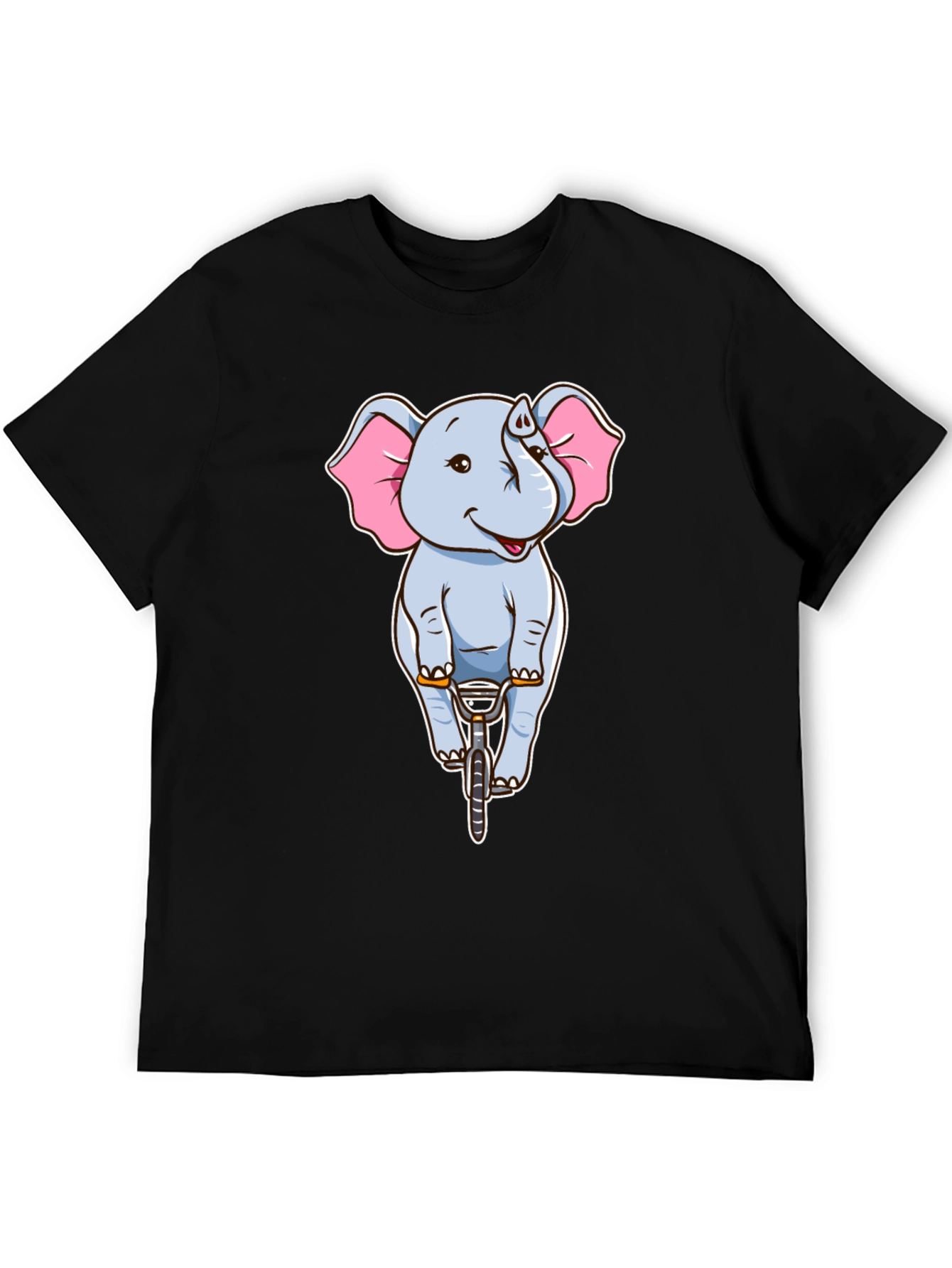Elephant Riding Bike Graphic Tee - Black