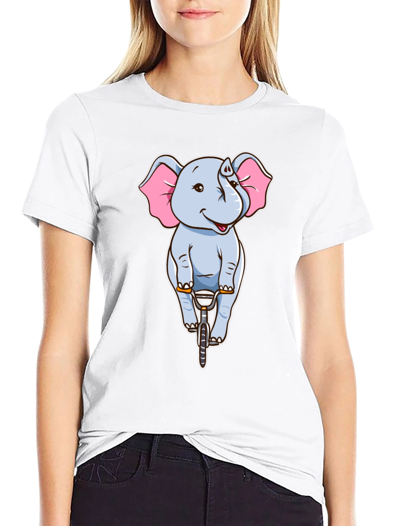 Elephant Riding Bike Graphic Tee - Black