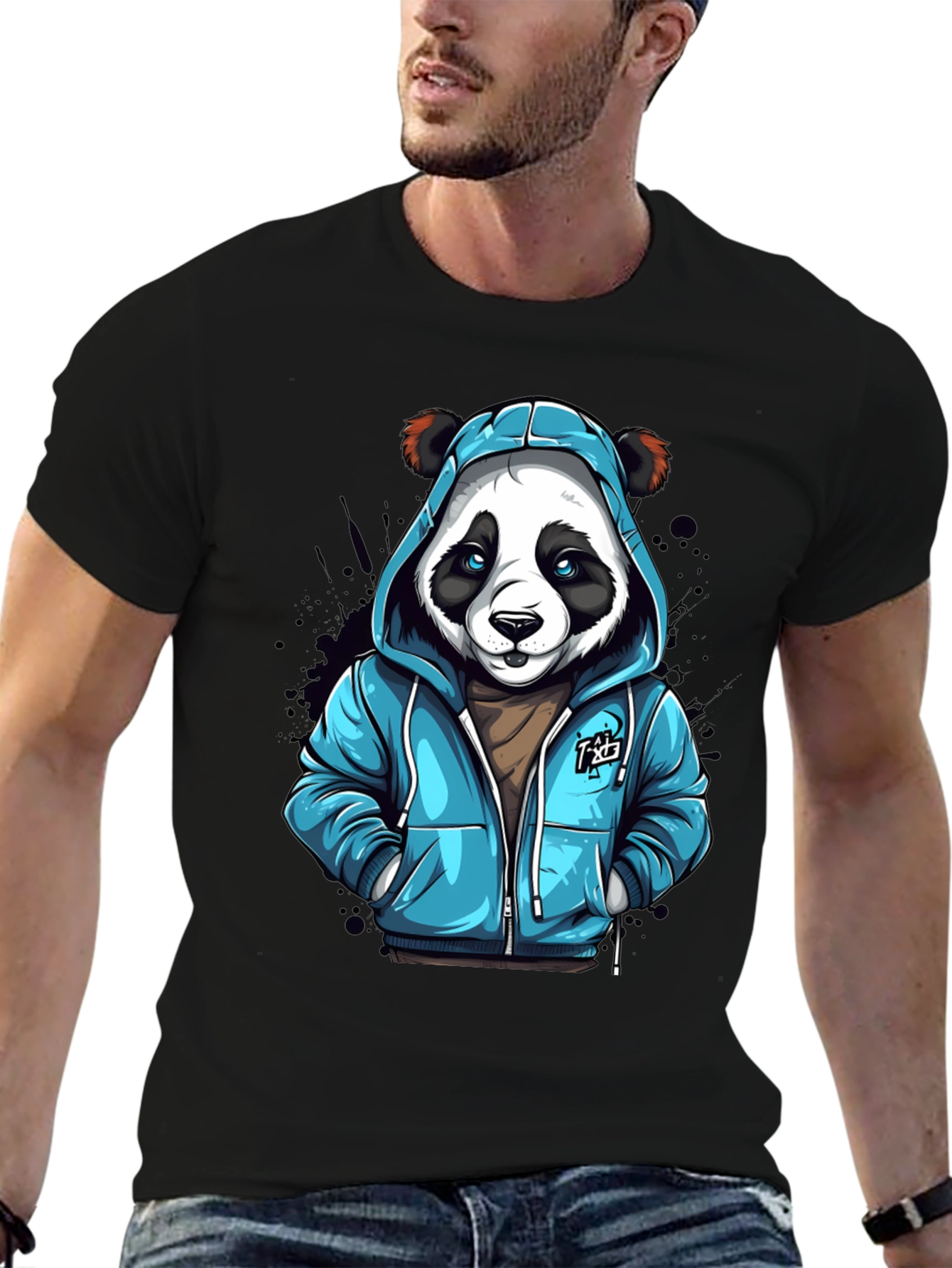 Cool Panda in Hoodie T-Shirt