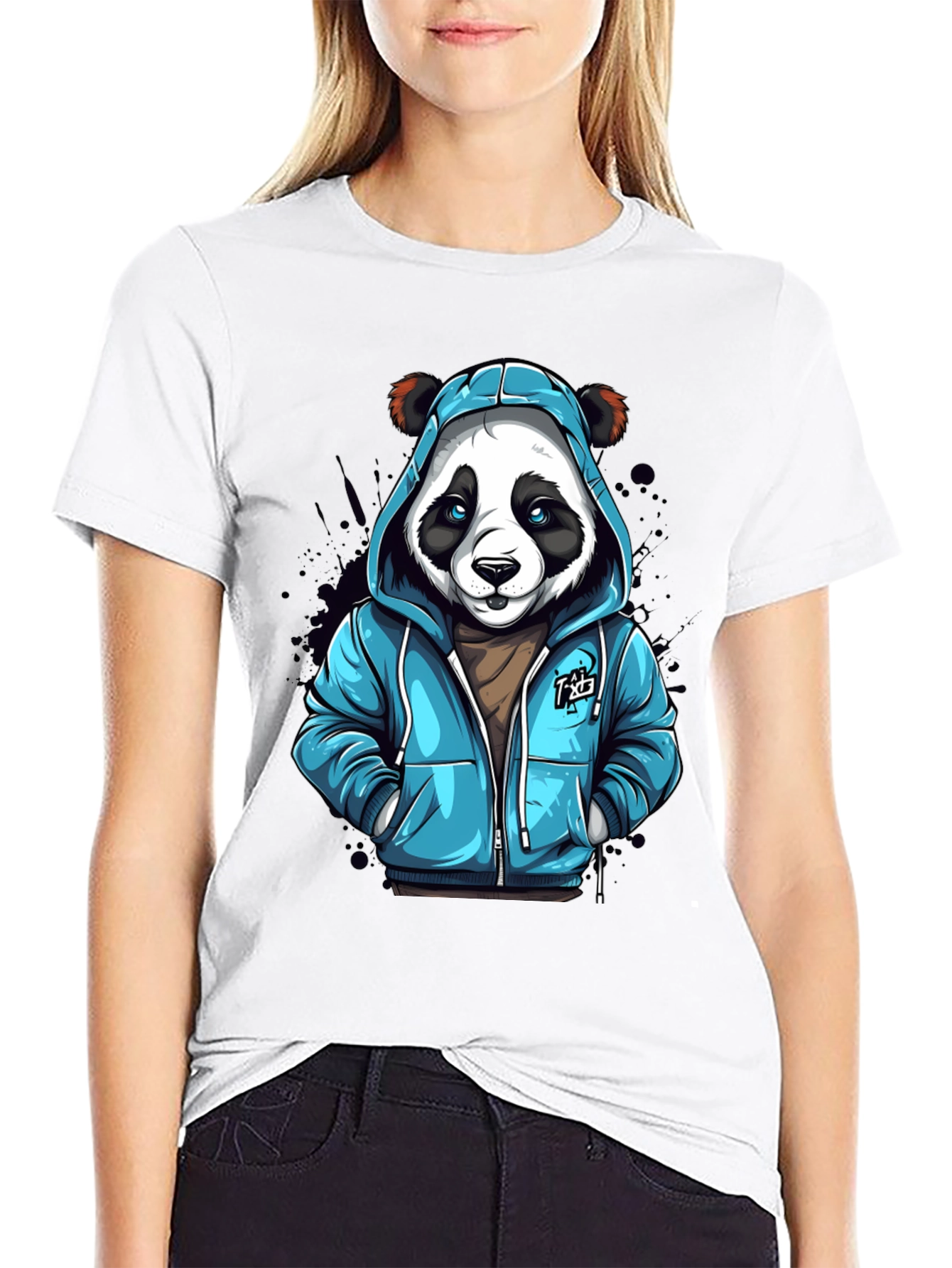 Cool Panda in Hoodie T-Shirt