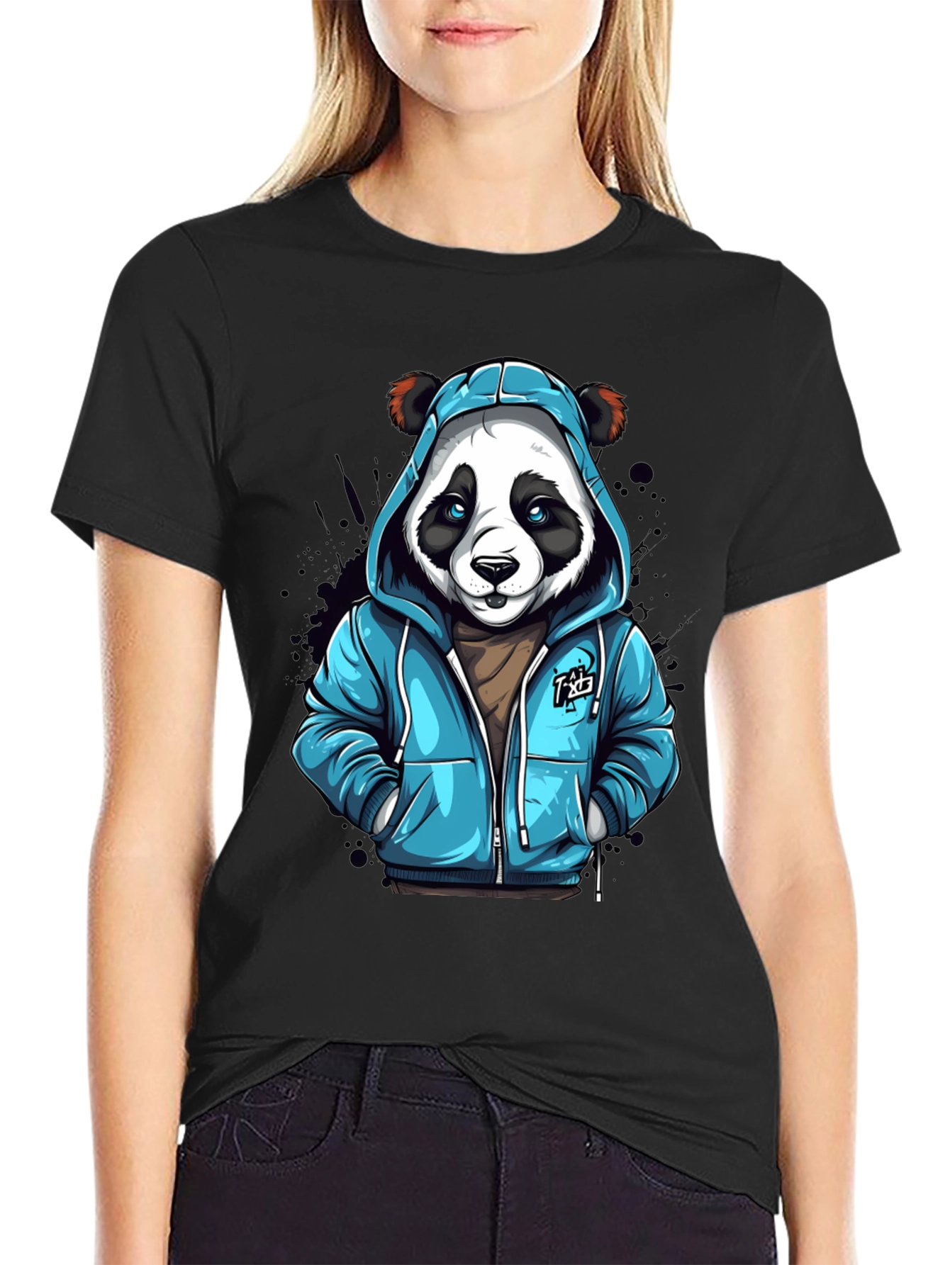 Cool Panda in Hoodie T-Shirt