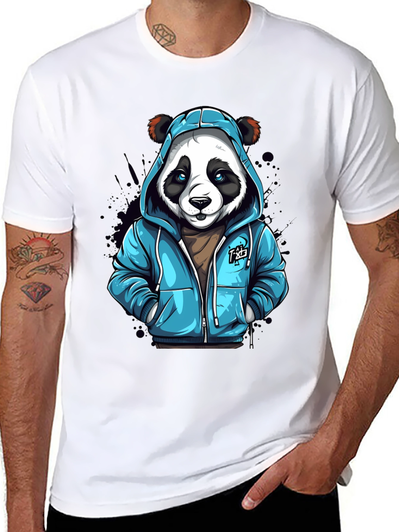 Cool Panda in Hoodie T-Shirt