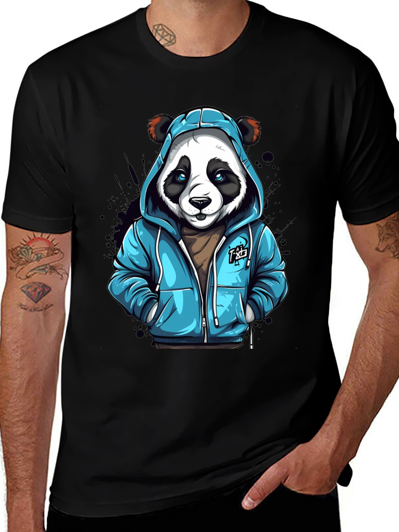 Cool Panda in Hoodie T-Shirt