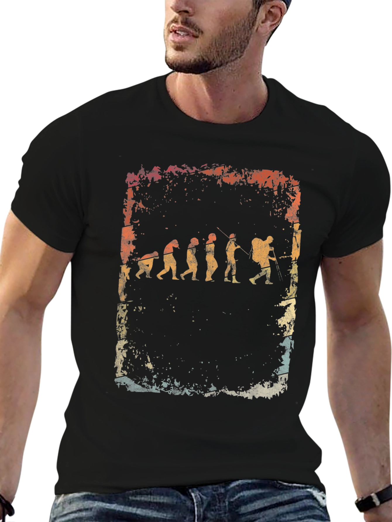 Evolution of Hiker Graphic Tee - Black