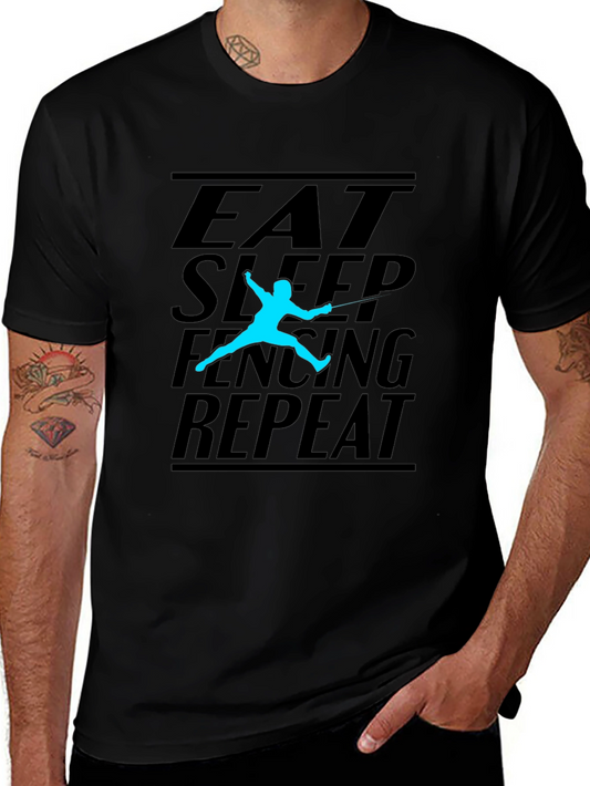 Eat Sleep Fencing Repeat Black T-Shirt